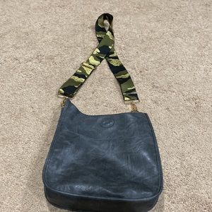 Vegan leather messenger bag - gray with adjustable strap